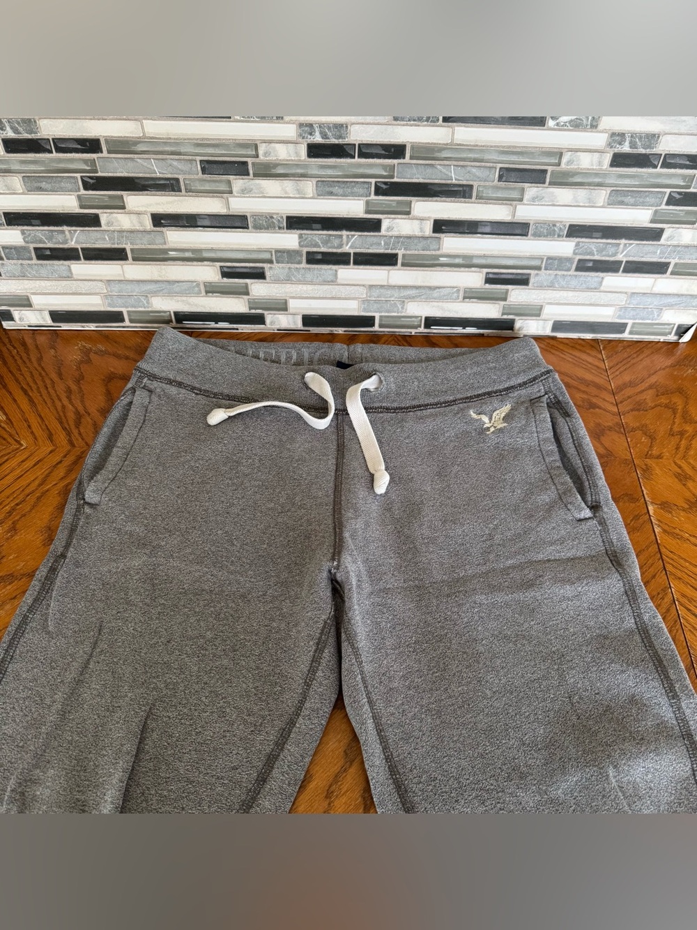Vintage Y2K American Eagle Heather Grey Fleece Sweatpants Size Small